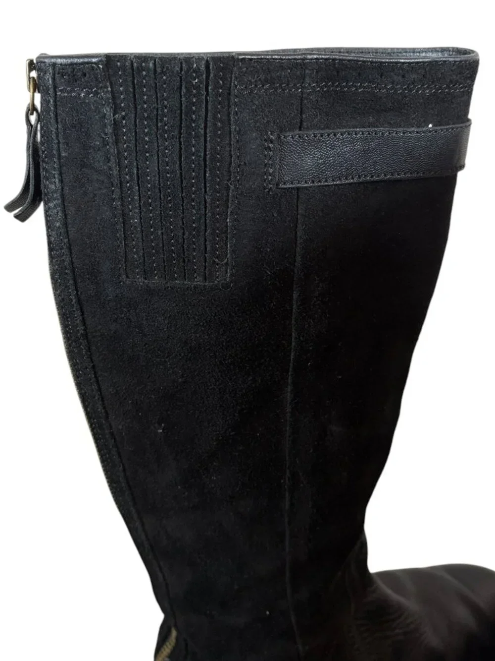 UGG Castille Tall Riding Boots Black Suede Leather Knee High
